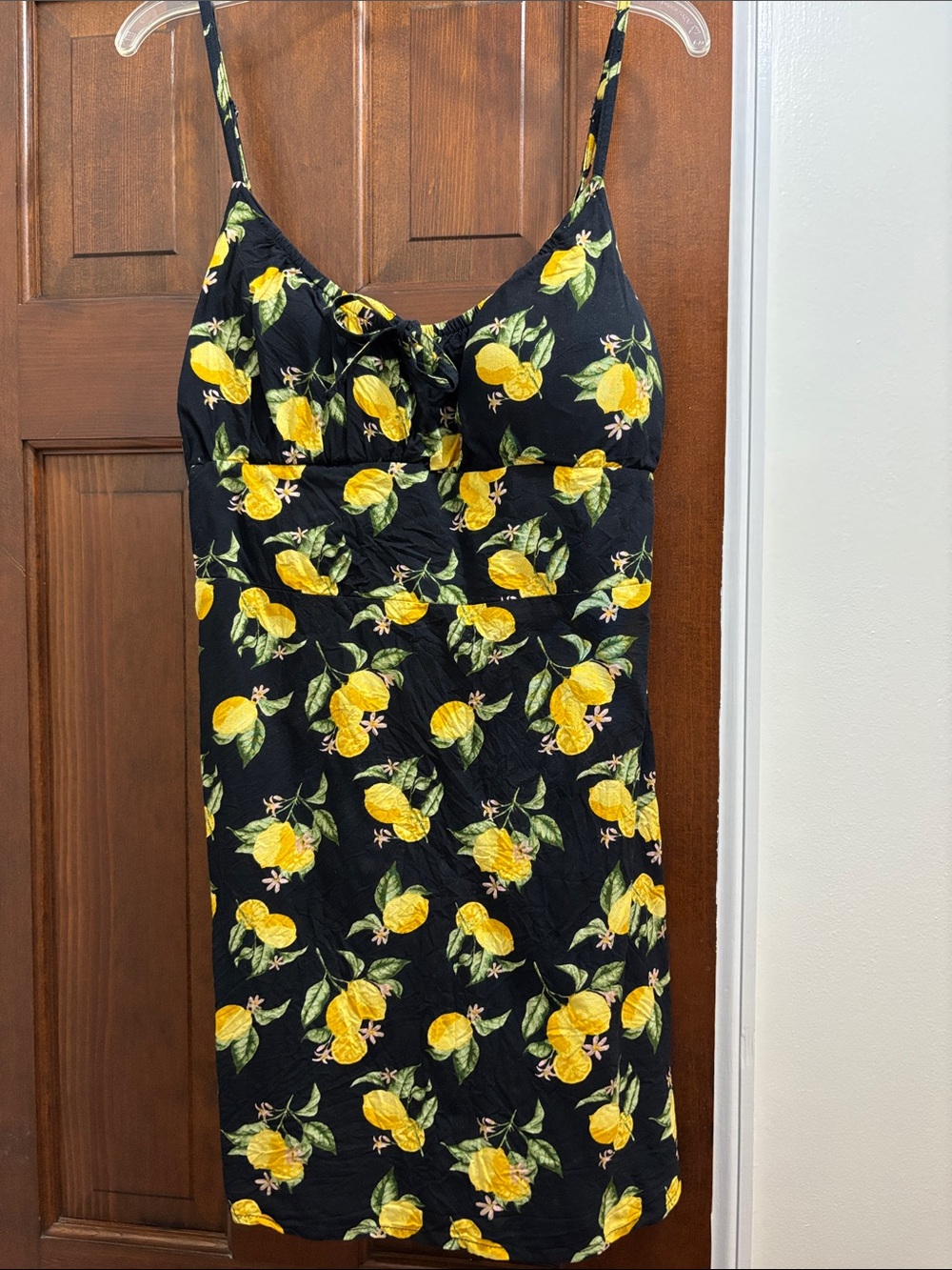 Lemon Print Mini Sundress with Smocked Back and Peasant Neckline